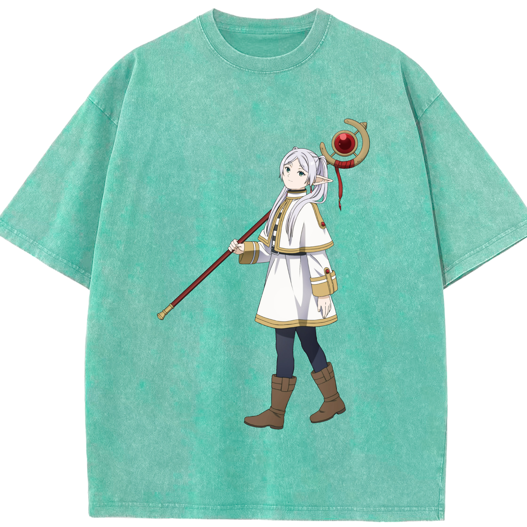 （画像用） 葬送のフリーレン Frieren 綿100% ヴィンテージ風 半袖Tシャツ（フロントプリント）